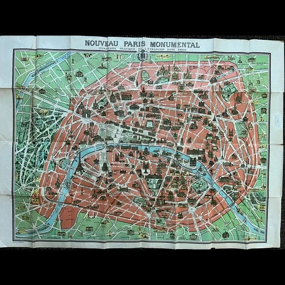 Beautiful map of Paris NewBo Paris monumental vintage - Picture 9 of 15